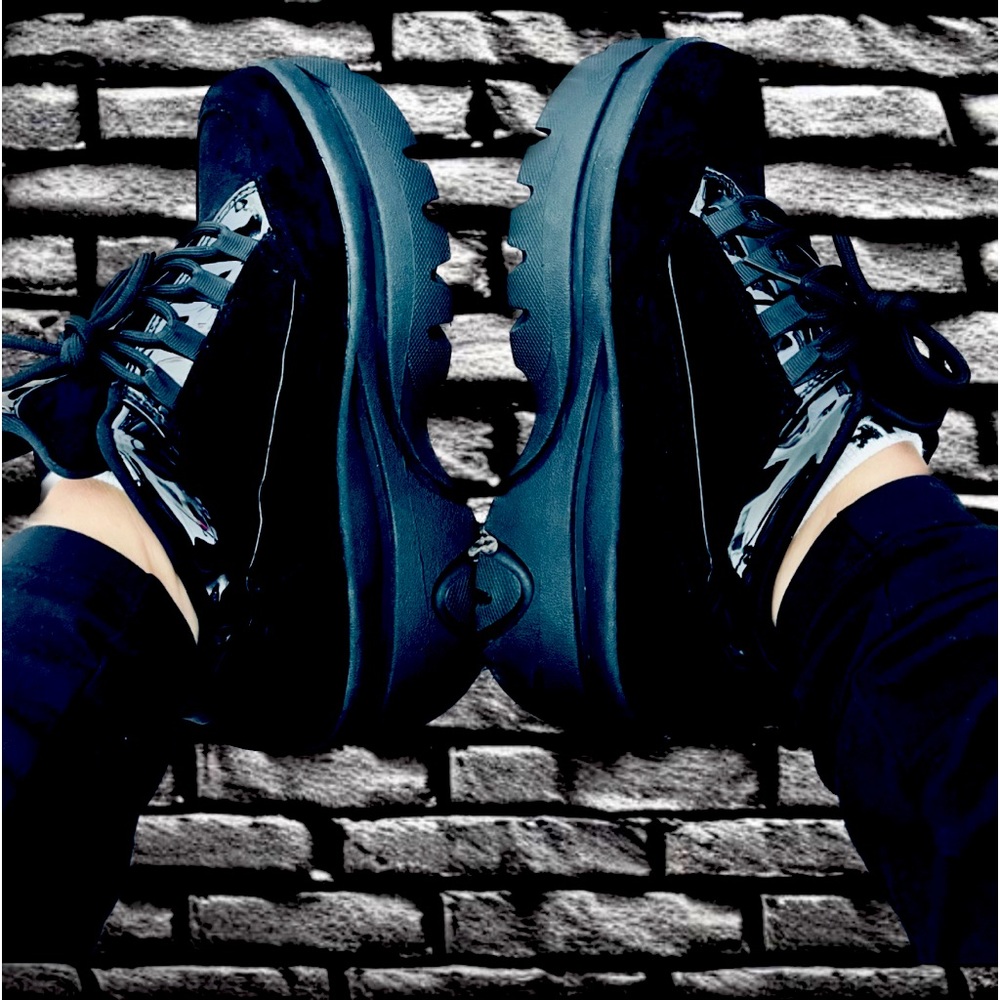 MADDEN GIRL Womens Black 1.5 Platform Bounce Toe Wedge Athletic Sneakers 8.5